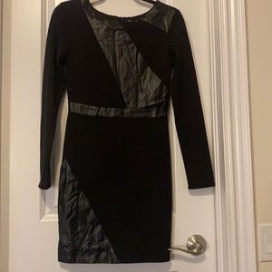 David Buffalo button black leather dress